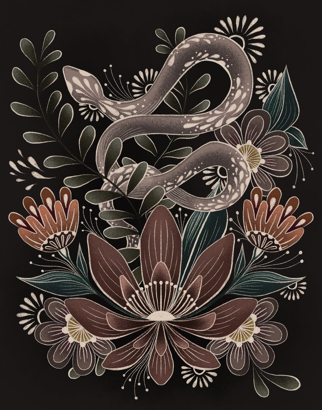 Boho Folk Art Snake Print (5x7