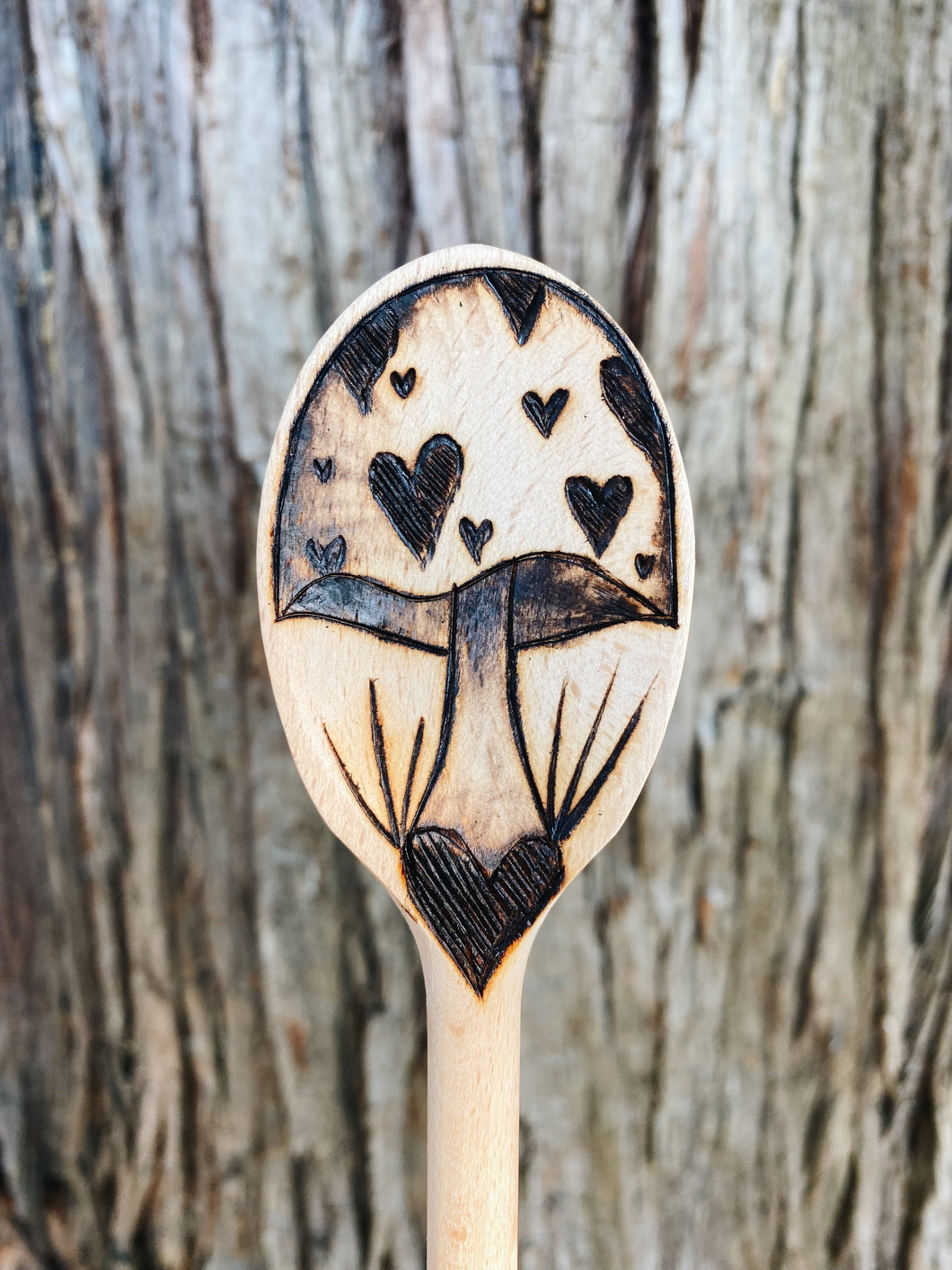 Mushroom Pyrography Spoon