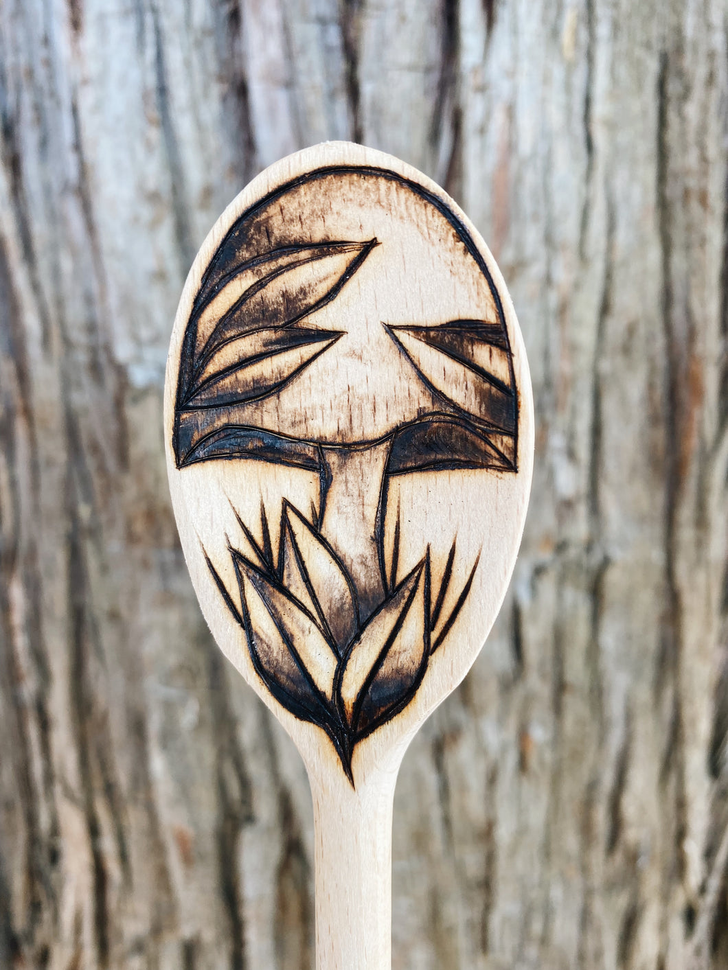 Mushroom Pyrography Spoon