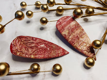 Load image into Gallery viewer, Sparkly Textured Christmas Peachy Red and Gold Hair Barrette
