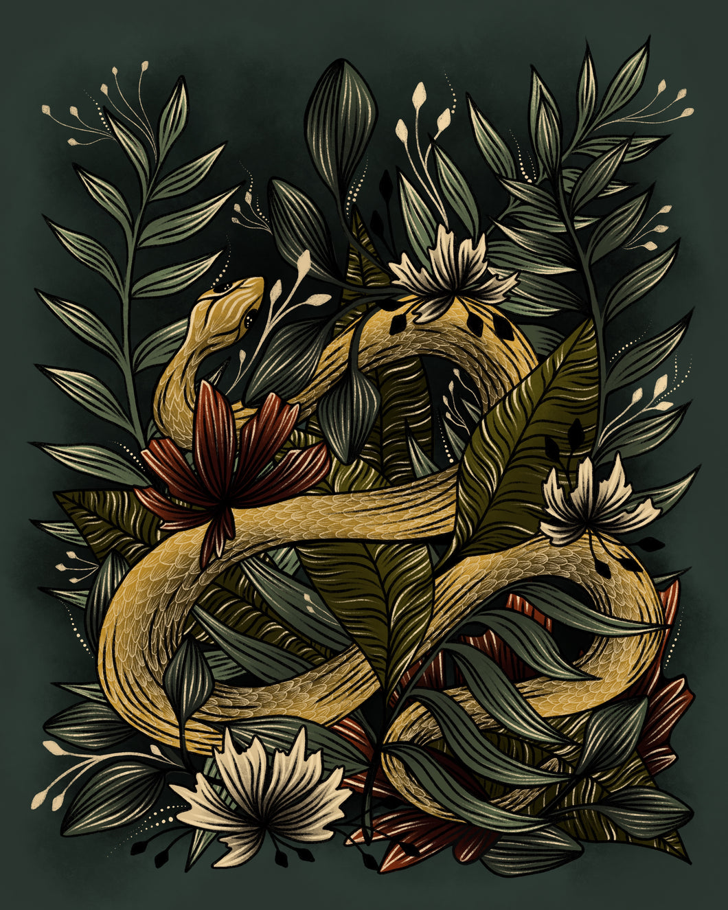 Emerald Jungle Snake Print (8x10, 11x14, 16x20