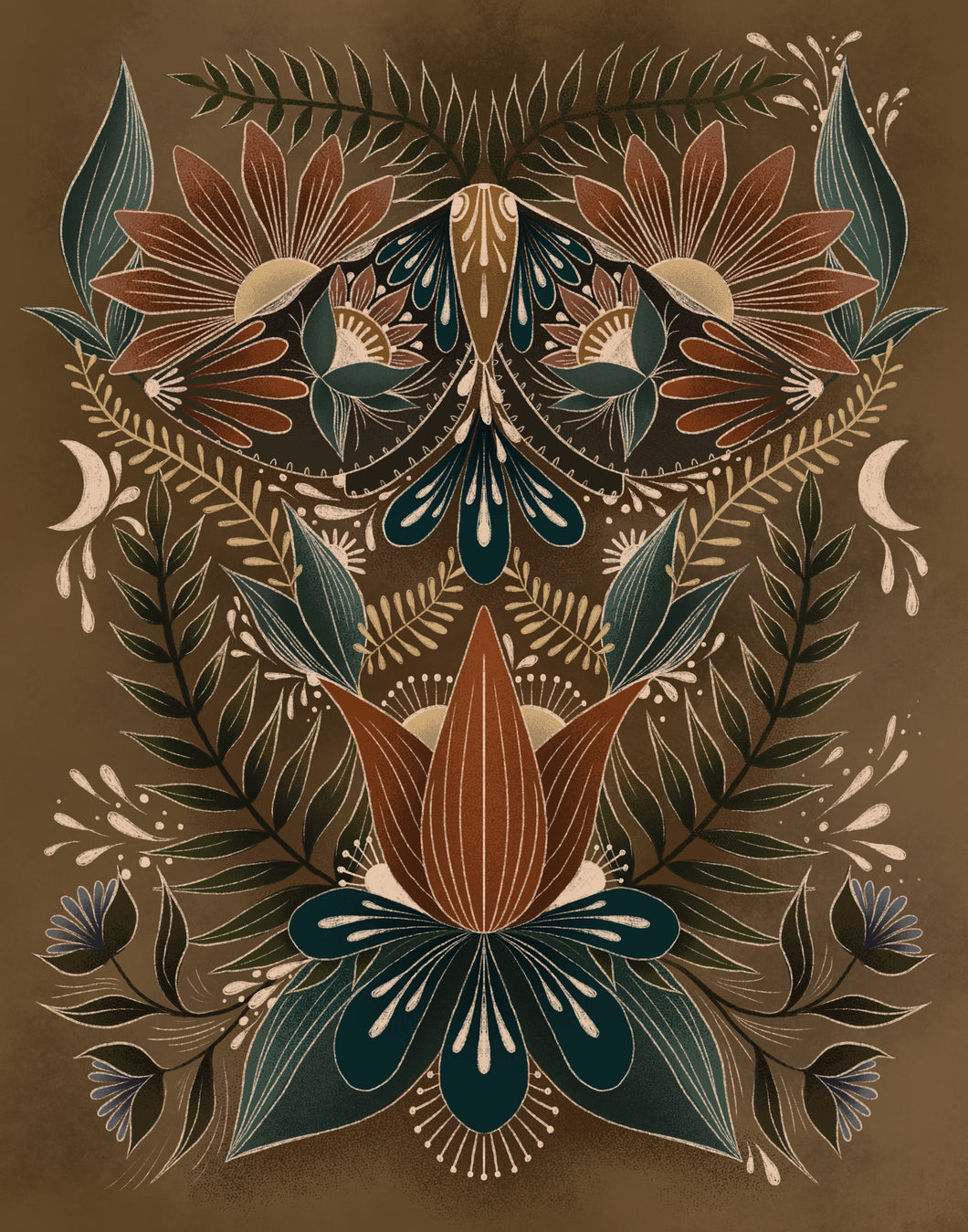 Boho Folk Art Moth Print (5x7
