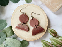 Load image into Gallery viewer, Boho Half Moon Marble Polymer Clay Earrings
