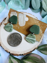Load image into Gallery viewer, Minimalist Forest &amp; Sage Green Polymer Clay Studs
