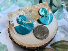 Load image into Gallery viewer, Teal Half Moon Polymer Clay Earrings
