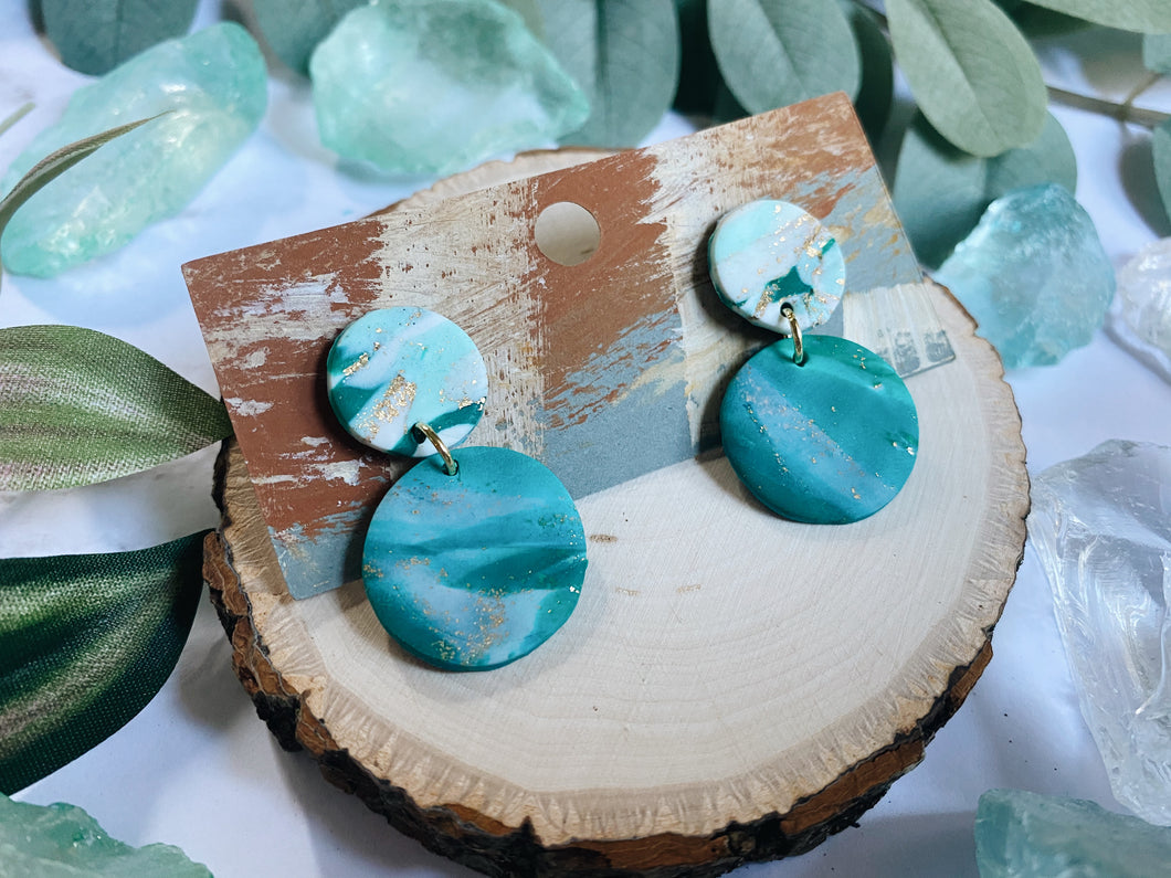 Minimalist Teal & Turquoise Polymer Clay Studs