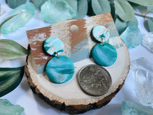 Load image into Gallery viewer, Minimalist Teal &amp; Turquoise Polymer Clay Studs
