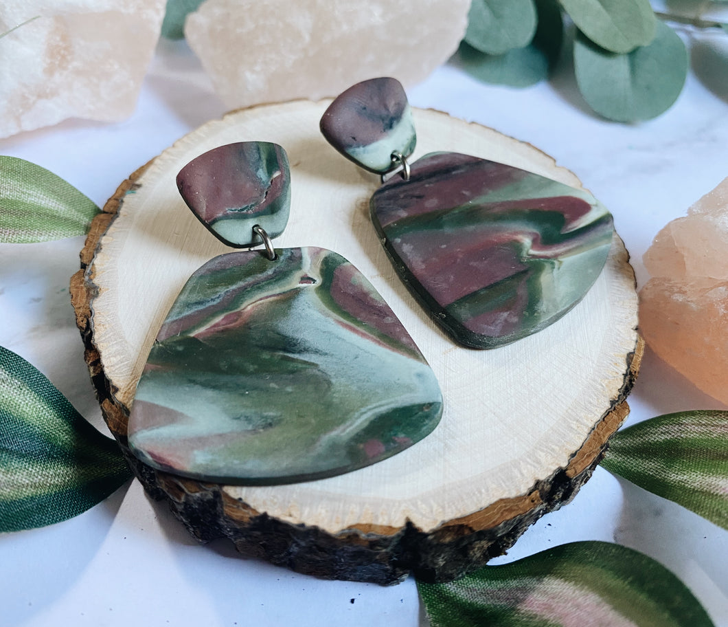 Earthy Swirl Polymer Clay Earrings