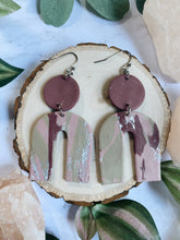 Load image into Gallery viewer, Boho Pink and Purple Polymer Clay Earrings
