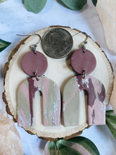 Load image into Gallery viewer, Boho Pink and Purple Polymer Clay Earrings
