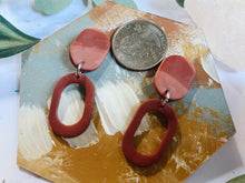 Load image into Gallery viewer, Rust Red Oval Polymer Clay Earrings
