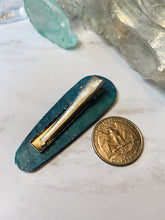 Load image into Gallery viewer, Teal and Gold Rounded Dagger Style Polymer Clay Barrette
