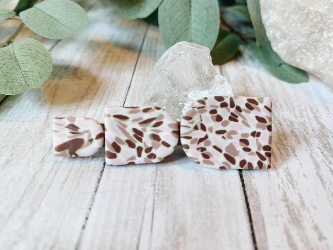 Pink Terrazzo Polymer Clay Barrette