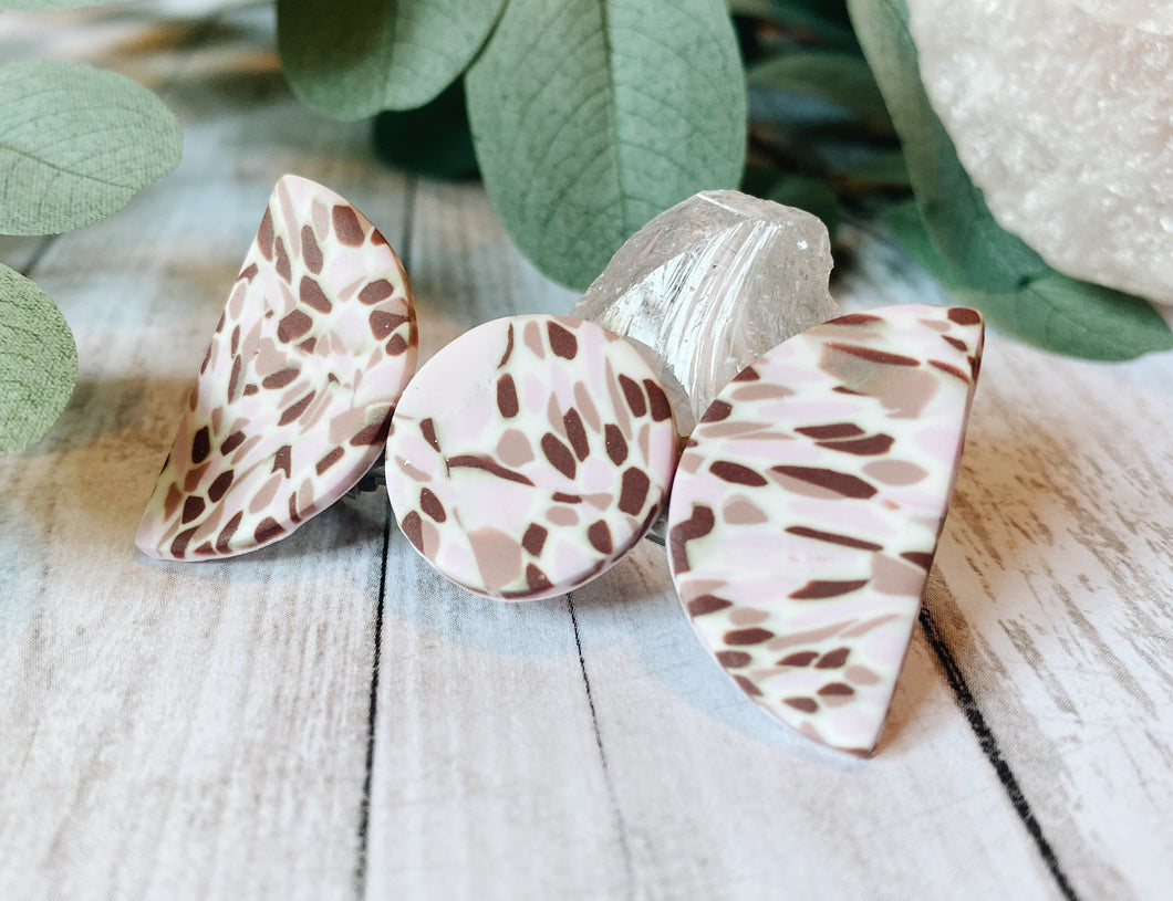 Half Moon Terrazzo Polymer Clay Barrette