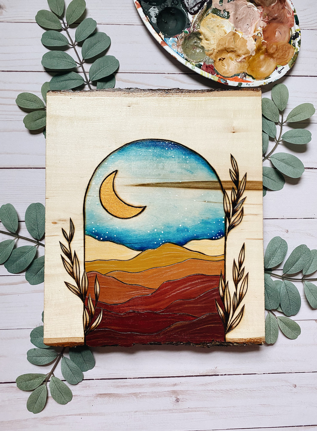 Desert Dreamscape Pyrography Art