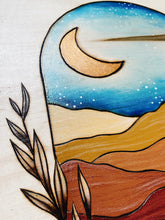 Load image into Gallery viewer, Desert Dreamscape Pyrography Art
