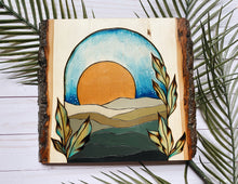 Load image into Gallery viewer, Green Dreamscape Pyrography Art
